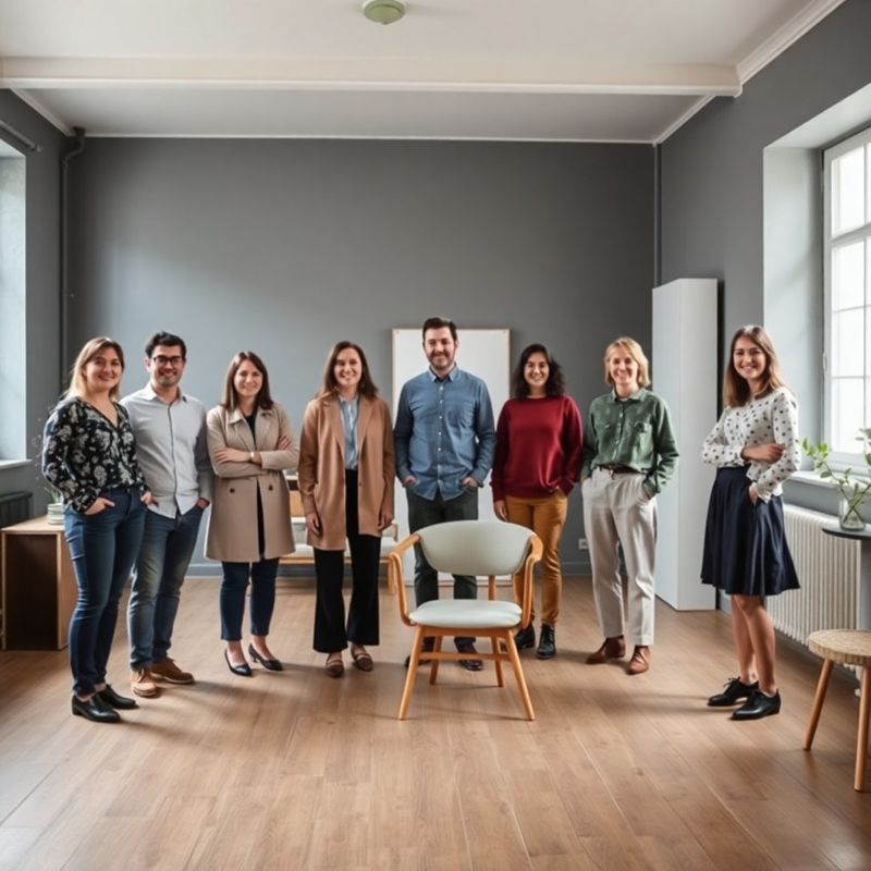 Ritratto di gruppo del team di Studio Ricci nello studio di Trieste